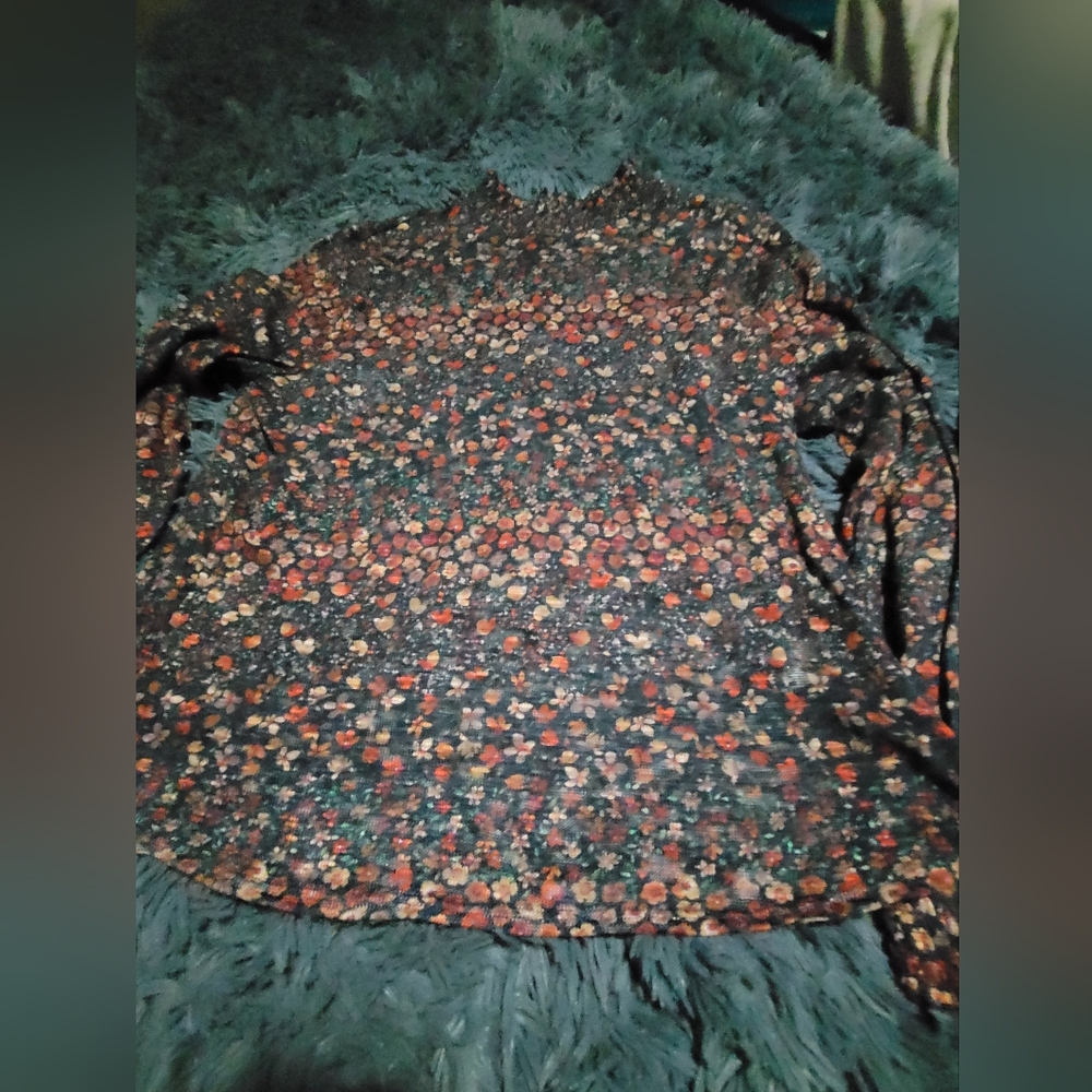 Mock neck floral blouse